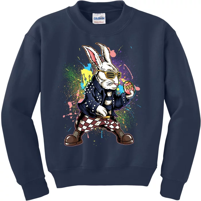 Funny Punk Rock Easter Bunny Rabbit Kids Sweatshirt