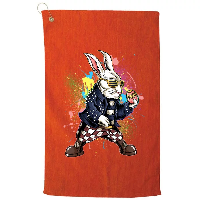 Funny Punk Rock Easter Bunny Rabbit Platinum Collection Golf Towel