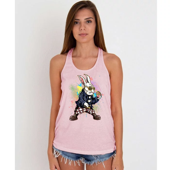 Funny Punk Rock Easter Bunny Rabbit Women's Knotted Racerback Tank