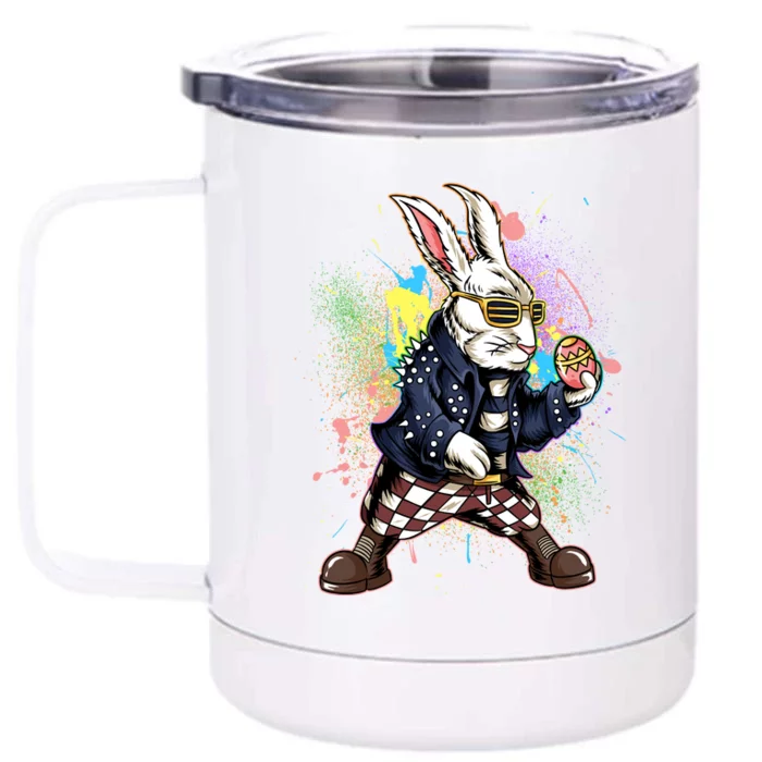 Funny Punk Rock Easter Bunny Rabbit Front & Back 12oz Stainless Steel Tumbler Cup