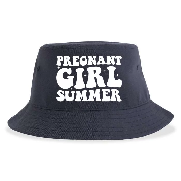 Funny Pregnancy Reveal Pregnant Girl Summer Baby Shower Sustainable Bucket Hat