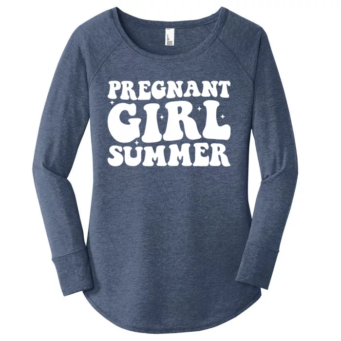 Funny Pregnancy Reveal Pregnant Girl Summer Baby Shower Women's Perfect Tri Tunic Long Sleeve Shirt