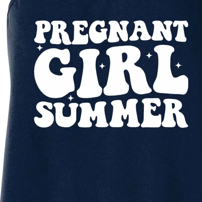 Funny Pregnancy Reveal Pregnant Girl Summer Baby Shower Women's Racerback Tank