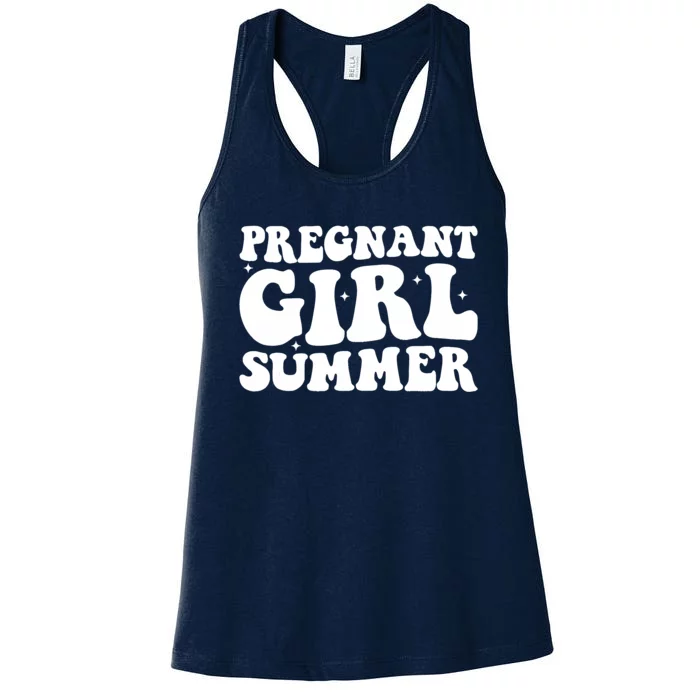 Funny Pregnancy Reveal Pregnant Girl Summer Baby Shower Women's Racerback Tank