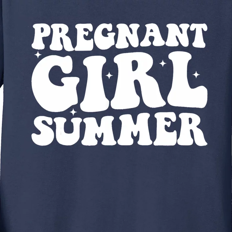 Funny Pregnancy Reveal Pregnant Girl Summer Baby Shower Kids Long Sleeve Shirt