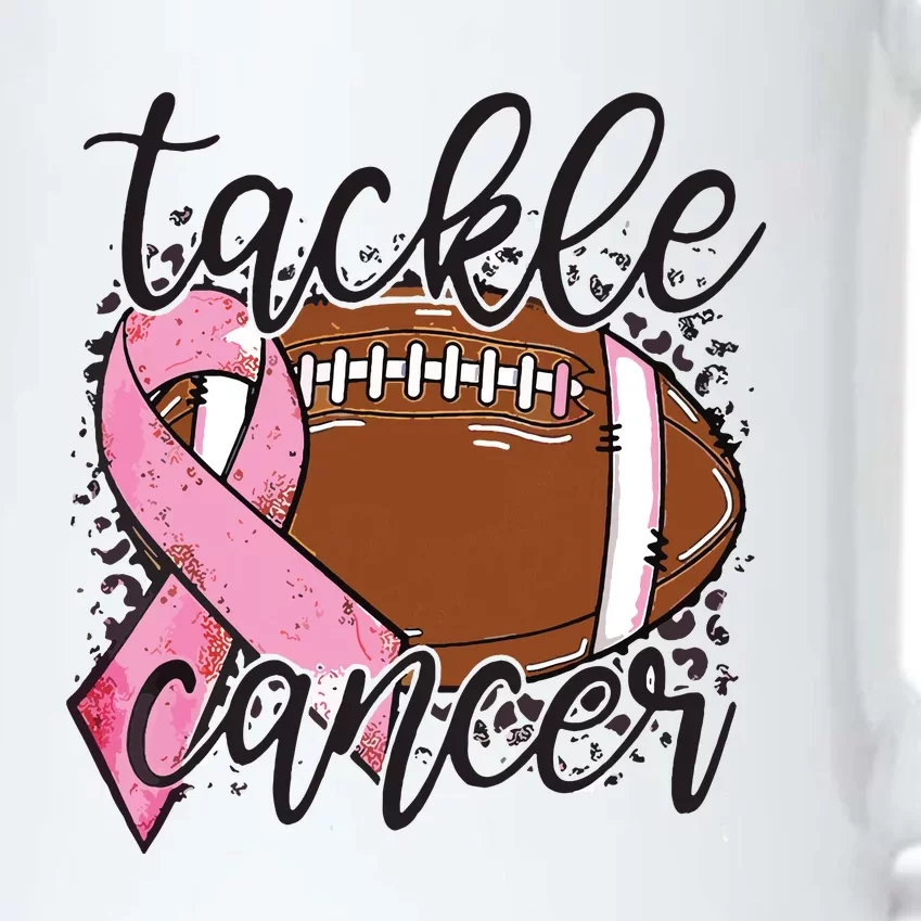 Football Pink Ribbon Tackle Breast Cancer Awareness Black Color Changing Mug