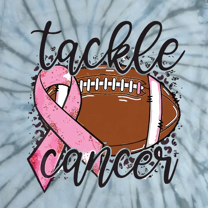 Football Pink Ribbon Tackle Breast Cancer Awareness Tie-Dye T-Shirt