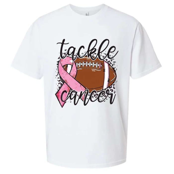 Football Pink Ribbon Tackle Breast Cancer Awareness Sueded Cloud Jersey T-Shirt