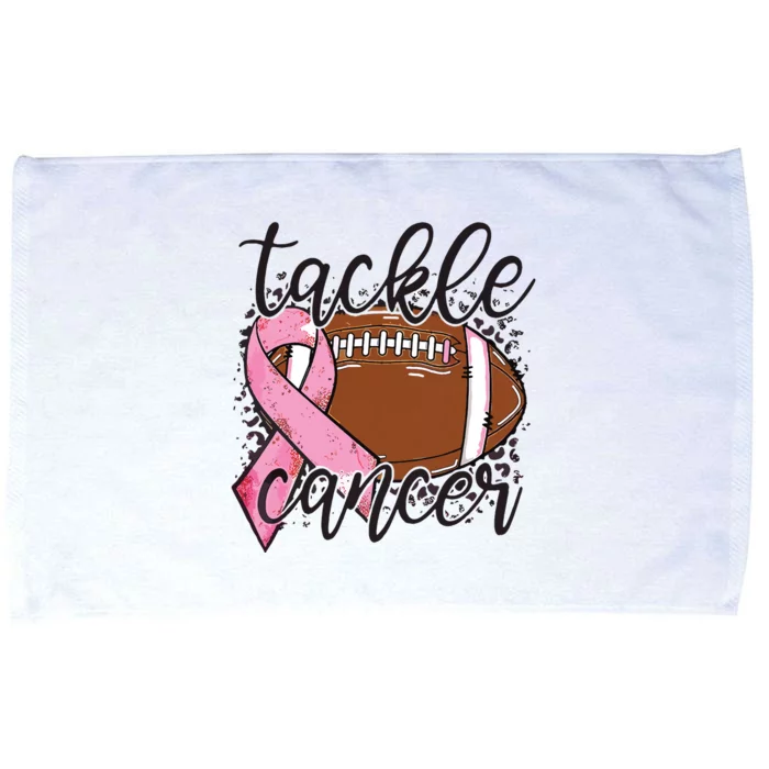 Football Pink Ribbon Tackle Breast Cancer Awareness Microfiber Hand Towel