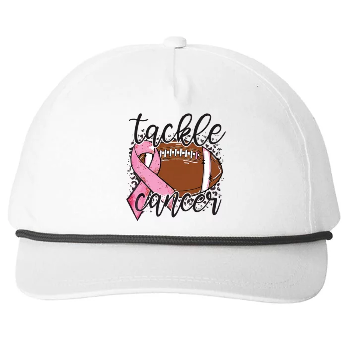 Football Pink Ribbon Tackle Breast Cancer Awareness Snapback Five-Panel Rope Hat