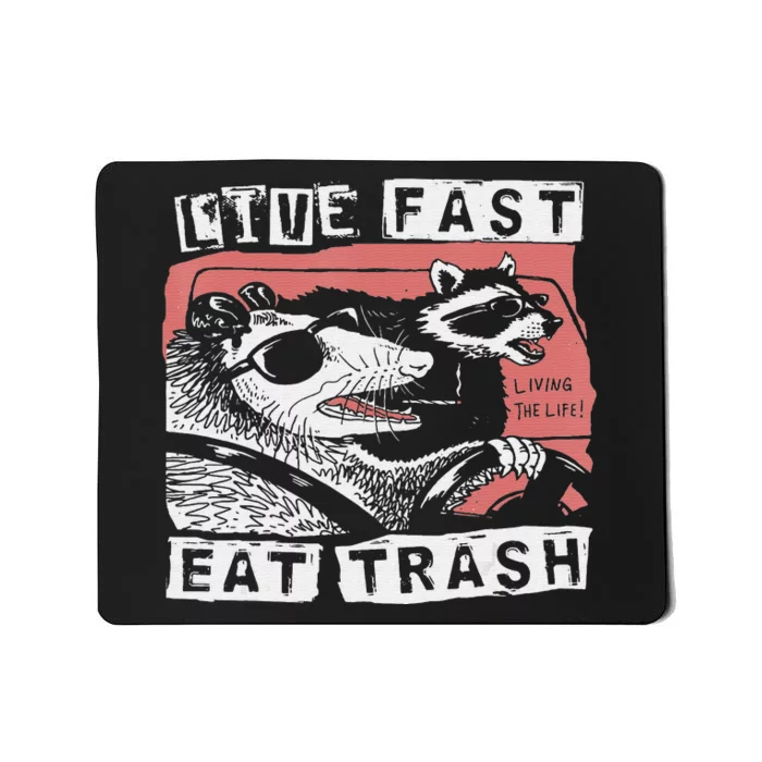 Funny Possum Raccoon Live Fast Eat Trash Street Cats Squad Mousepad