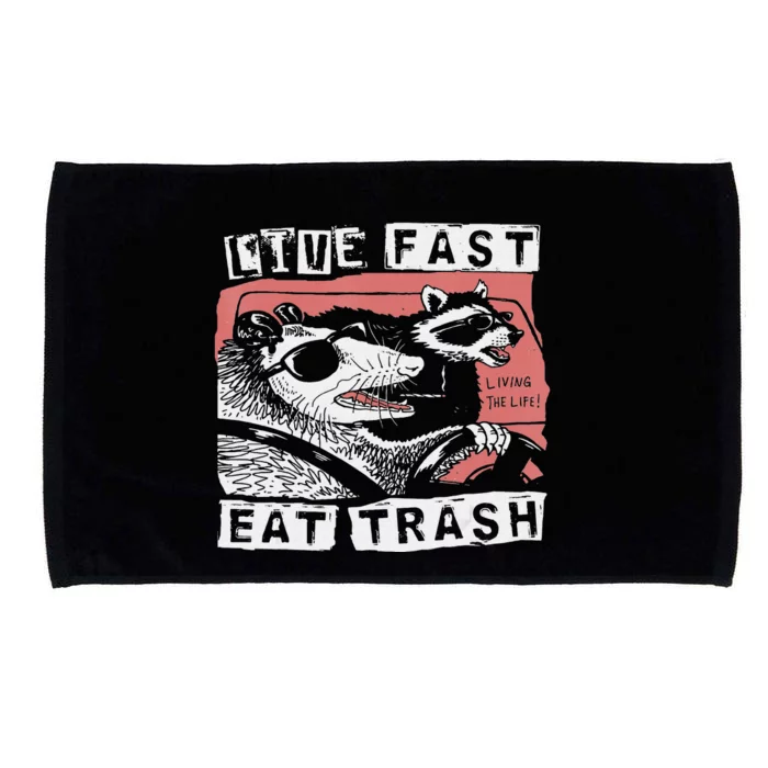 Funny Possum Raccoon Live Fast Eat Trash Street Cats Squad Microfiber Hand Towel