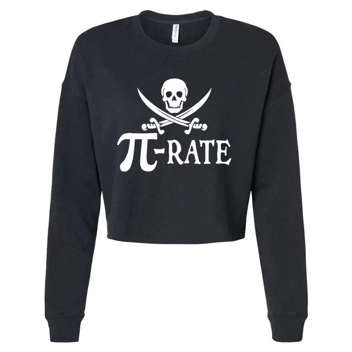 Funny Pi Rate Pirate Pi Day Boy Vintage Math Teacher Retro Cropped Pullover Crew