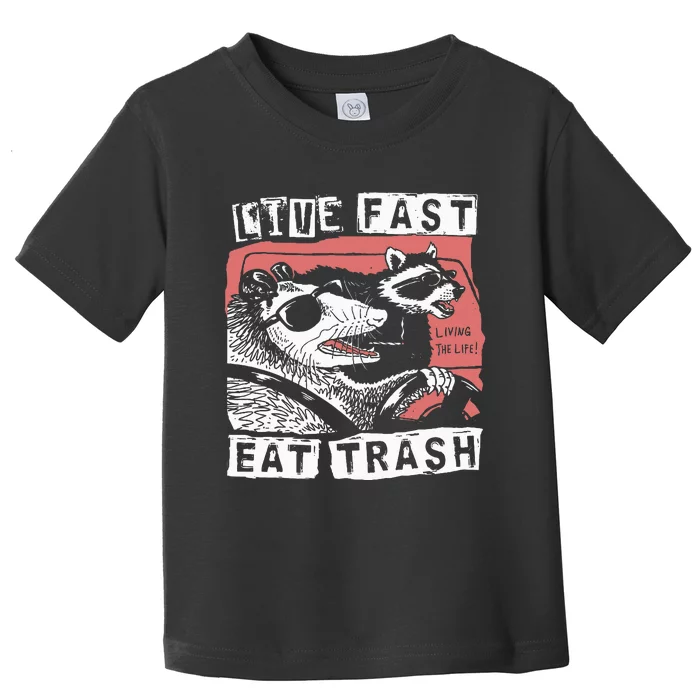 Funny Possum Raccoon Live Fast Eat Trash Cats Squad Toddler T-Shirt