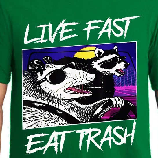 Funny Possum Raccoon Live Fast Eat Trash Squad Pajama Set