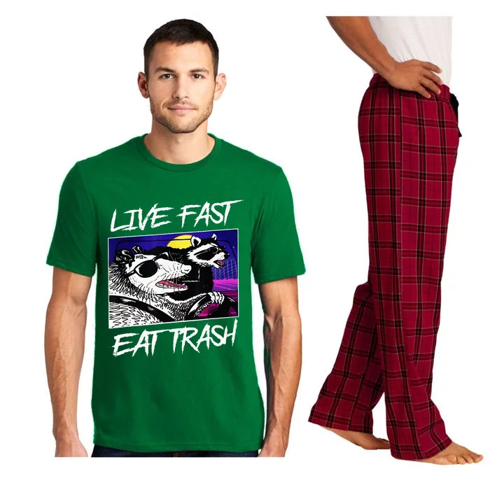 Funny Possum Raccoon Live Fast Eat Trash Squad Pajama Set