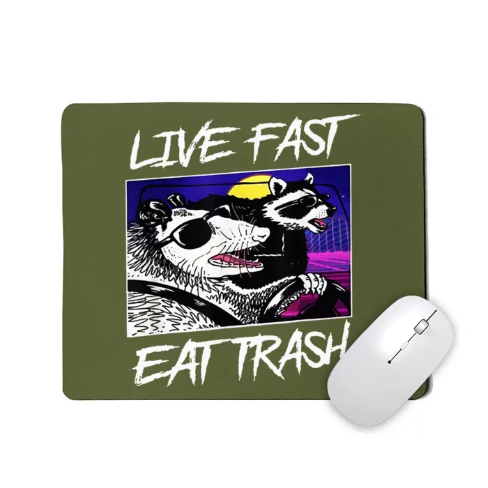 Funny Possum Raccoon Live Fast Eat Trash Squad Mousepad