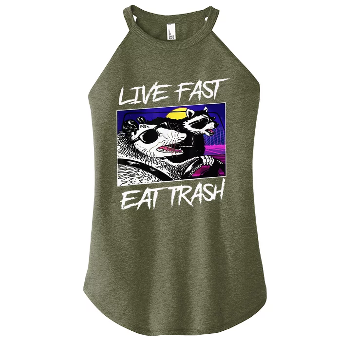 Funny Possum Raccoon Live Fast Eat Trash Squad Women’s Perfect Tri Rocker Tank