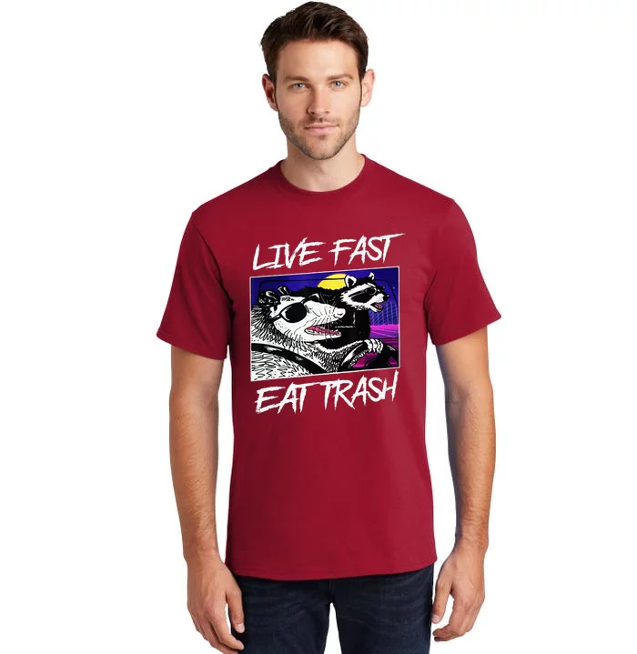 Funny Possum Raccoon Live Fast Eat Trash Squad Tall T-Shirt