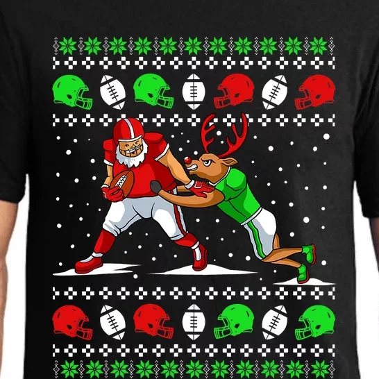 Football Player Reindeer Ugly Christmas Pajama Funny Xmas Pajama Set