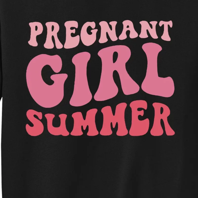 Funny Pregnancy Reveal Pregnant Girl Summer Baby Shower Tall Sweatshirt