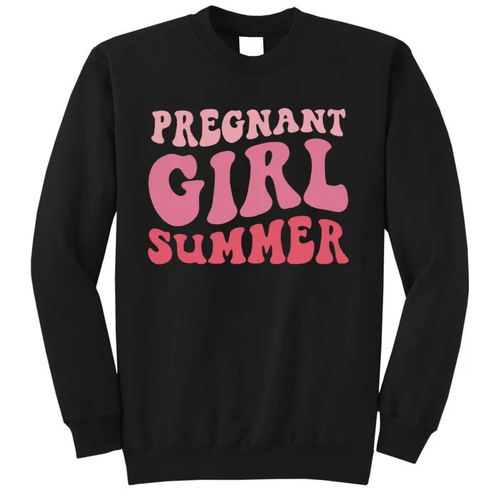 Funny Pregnancy Reveal Pregnant Girl Summer Baby Shower Tall Sweatshirt