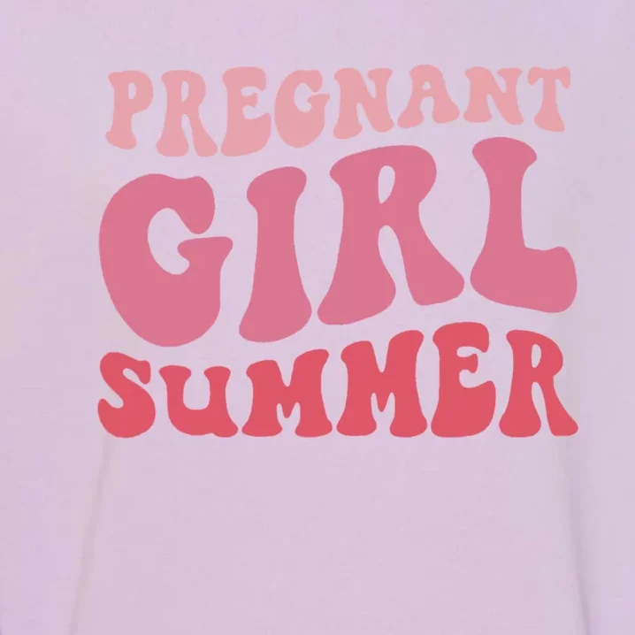 Funny Pregnancy Reveal Pregnant Girl Summer Baby Shower Garment-Dyed Sweatshirt