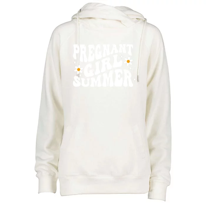 Funny Pregnancy Reveal Pregnant Girl Summer Baby Shower Womens Funnel Neck Pullover Hood