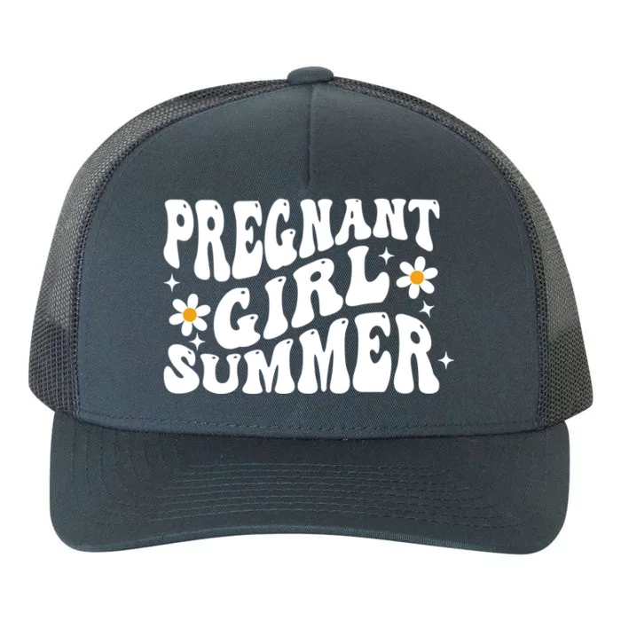 Funny Pregnancy Reveal Pregnant Girl Summer Baby Shower Yupoong Adult 5-Panel Trucker Hat