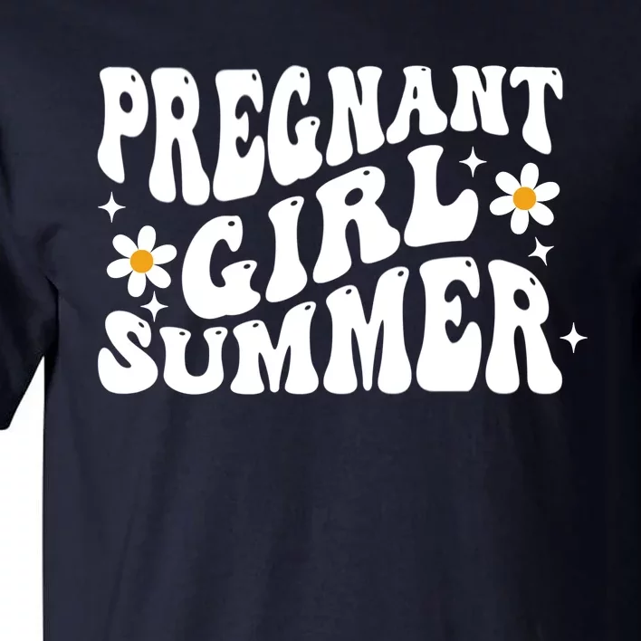 Funny Pregnancy Reveal Pregnant Girl Summer Baby Shower Tall T-Shirt