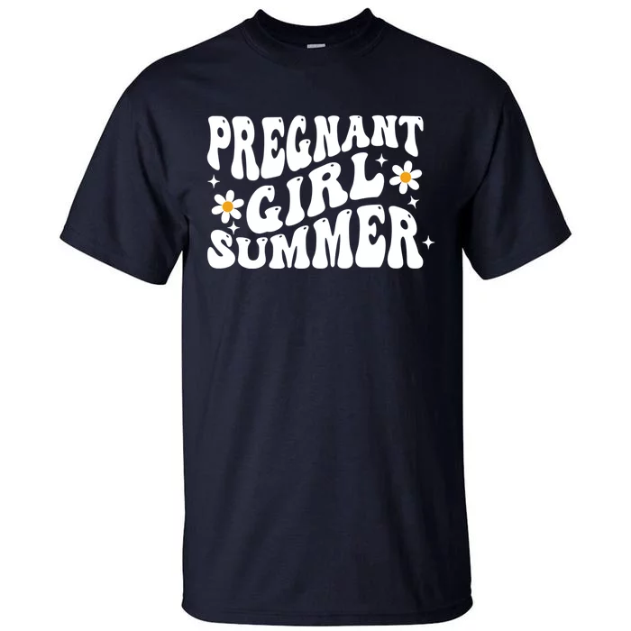 Funny Pregnancy Reveal Pregnant Girl Summer Baby Shower Tall T-Shirt