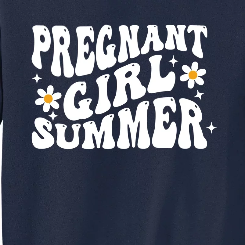 Funny Pregnancy Reveal Pregnant Girl Summer Baby Shower Tall Sweatshirt