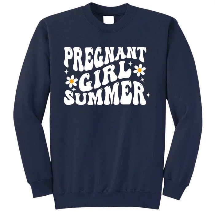 Funny Pregnancy Reveal Pregnant Girl Summer Baby Shower Tall Sweatshirt