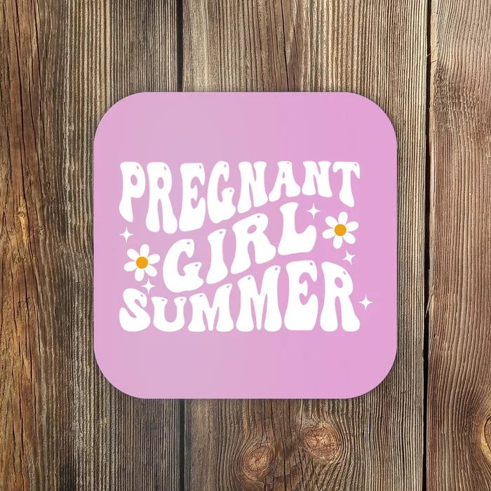 Funny Pregnancy Reveal Pregnant Girl Summer Baby Shower Coaster