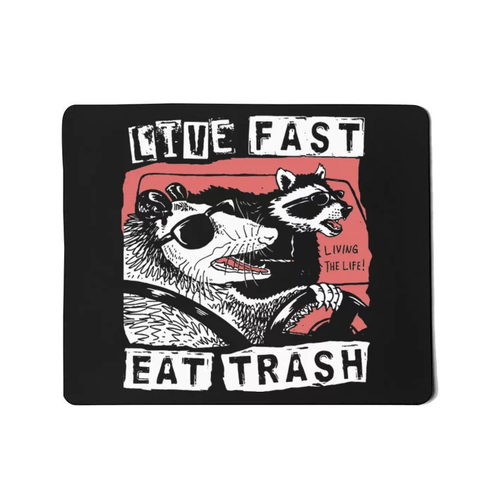 Funny Possum Raccoon Live Fast Eat Trash Street Cats Squad Mousepad