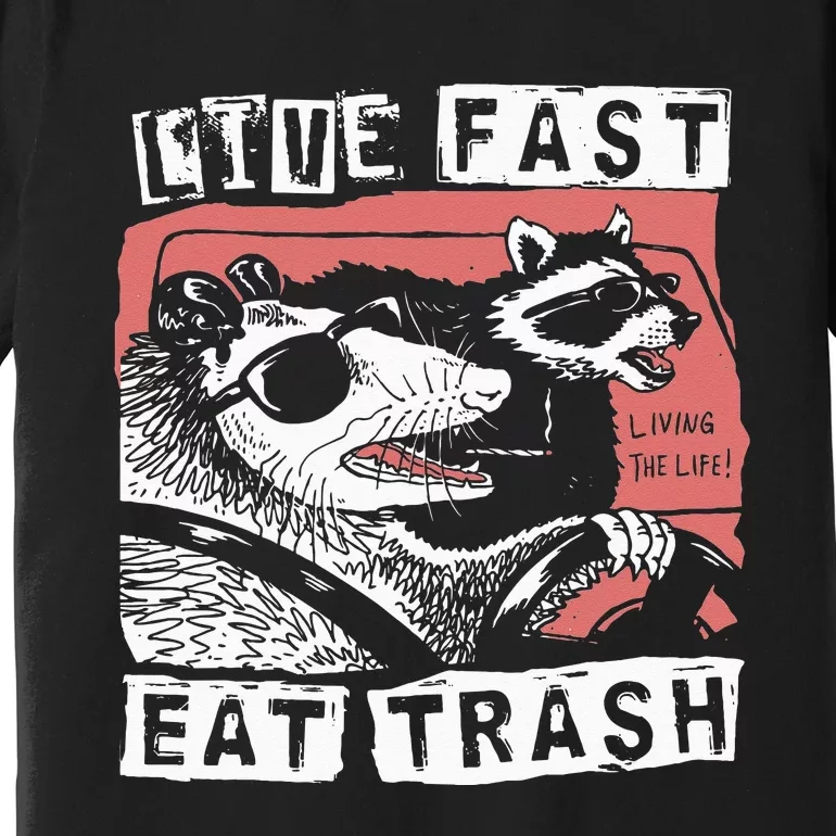 Funny Possum Raccoon Live Fast Eat Trash Street Cats Squad Premium T-Shirt