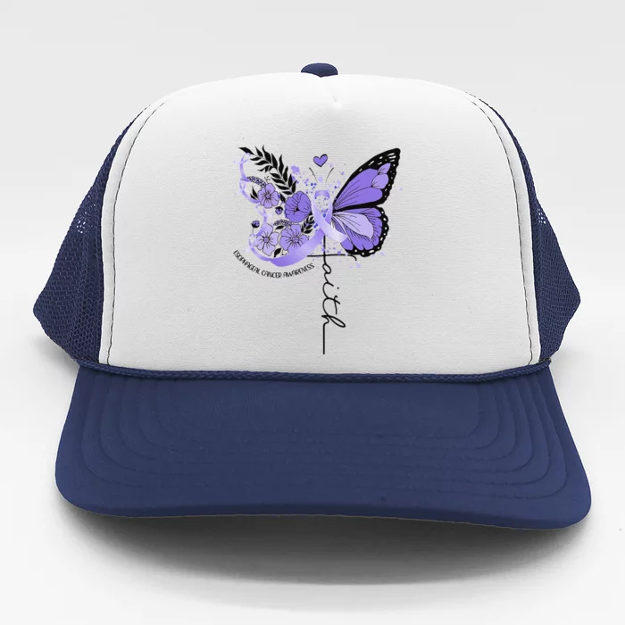 Faith Periwinkle Ribbon Esophageal Cancer Awareness Trucker Hat