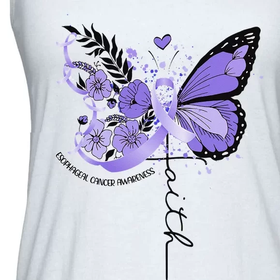 Faith Periwinkle Ribbon Esophageal Cancer Awareness Ladies Essential Flowy Tank