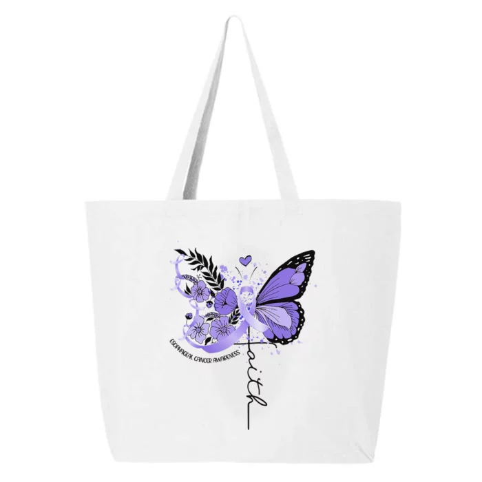 Faith Periwinkle Ribbon Esophageal Cancer Awareness 25L Jumbo Tote