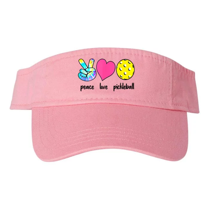 Funny Pickleball Retired Ladies Peace Love Pickleball Valucap Bio-Washed Visor