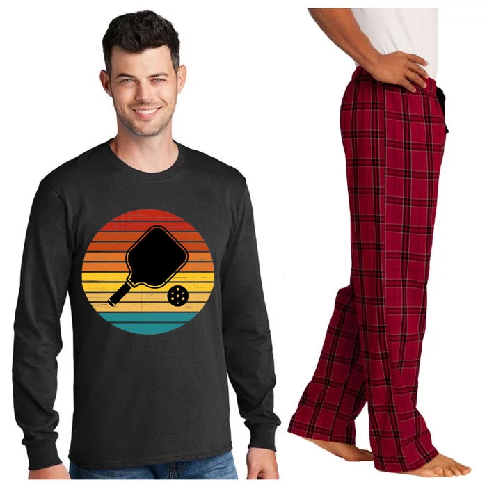 Funny Pickleball Retro Sunset Gift Long Sleeve Pajama Set