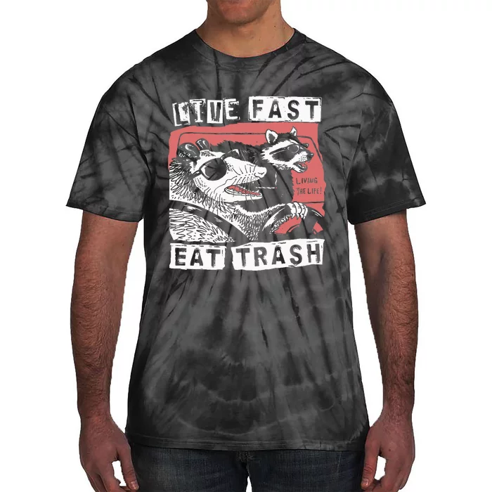 Funny Possum Raccoon Live Fast Eat Trash Cats Squad Tie-Dye T-Shirt