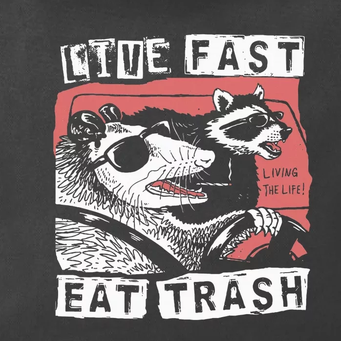 Funny Possum Raccoon Live Fast Eat Trash Cats Squad Zip Tote Bag