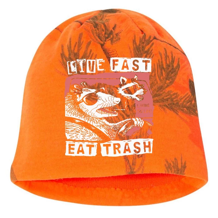 Funny Possum Raccoon Live Fast Eat Trash Cats Squad Kati - Camo Knit Beanie