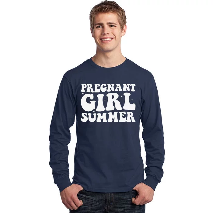 Funny Pregnancy Reveal Pregnant Girl Summer Baby Shower Tall Long Sleeve T-Shirt