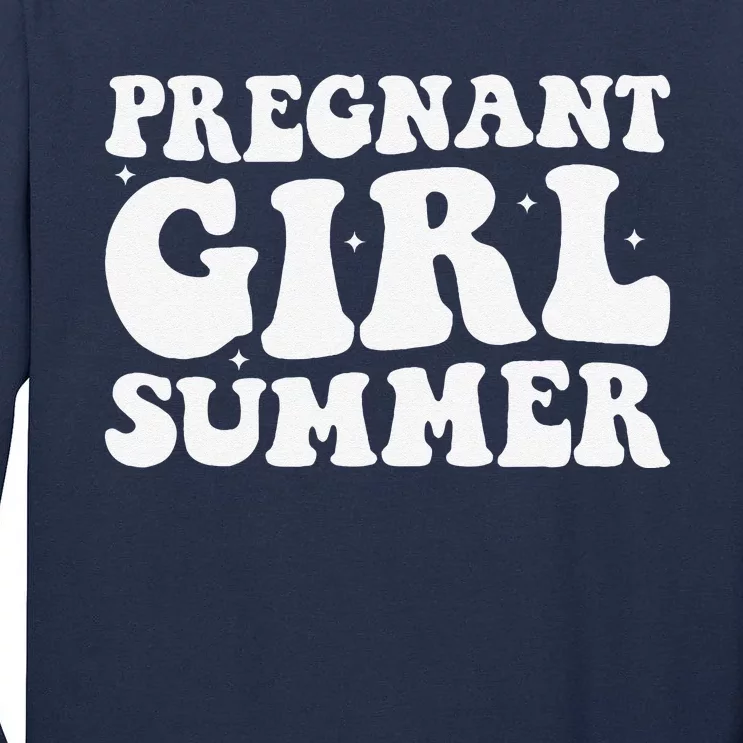 Funny Pregnancy Reveal Pregnant Girl Summer Baby Shower Tall Long Sleeve T-Shirt