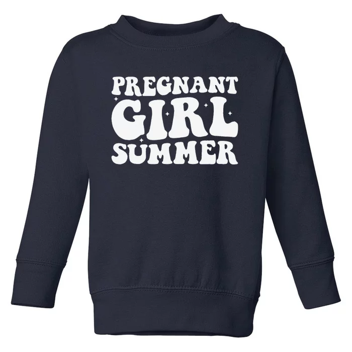 Funny Pregnancy Reveal Pregnant Girl Summer Baby Shower Toddler Sweatshirt