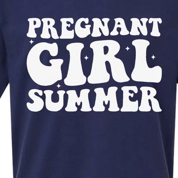 Funny Pregnancy Reveal Pregnant Girl Summer Baby Shower Sueded Cloud Jersey T-Shirt