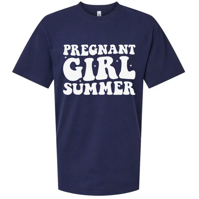 Funny Pregnancy Reveal Pregnant Girl Summer Baby Shower Sueded Cloud Jersey T-Shirt