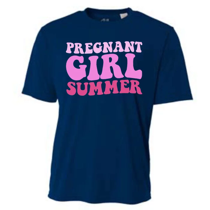 Funny Pregnancy Reveal Pregnant Girl Summer Baby Shower Cooling Performance Crew T-Shirt